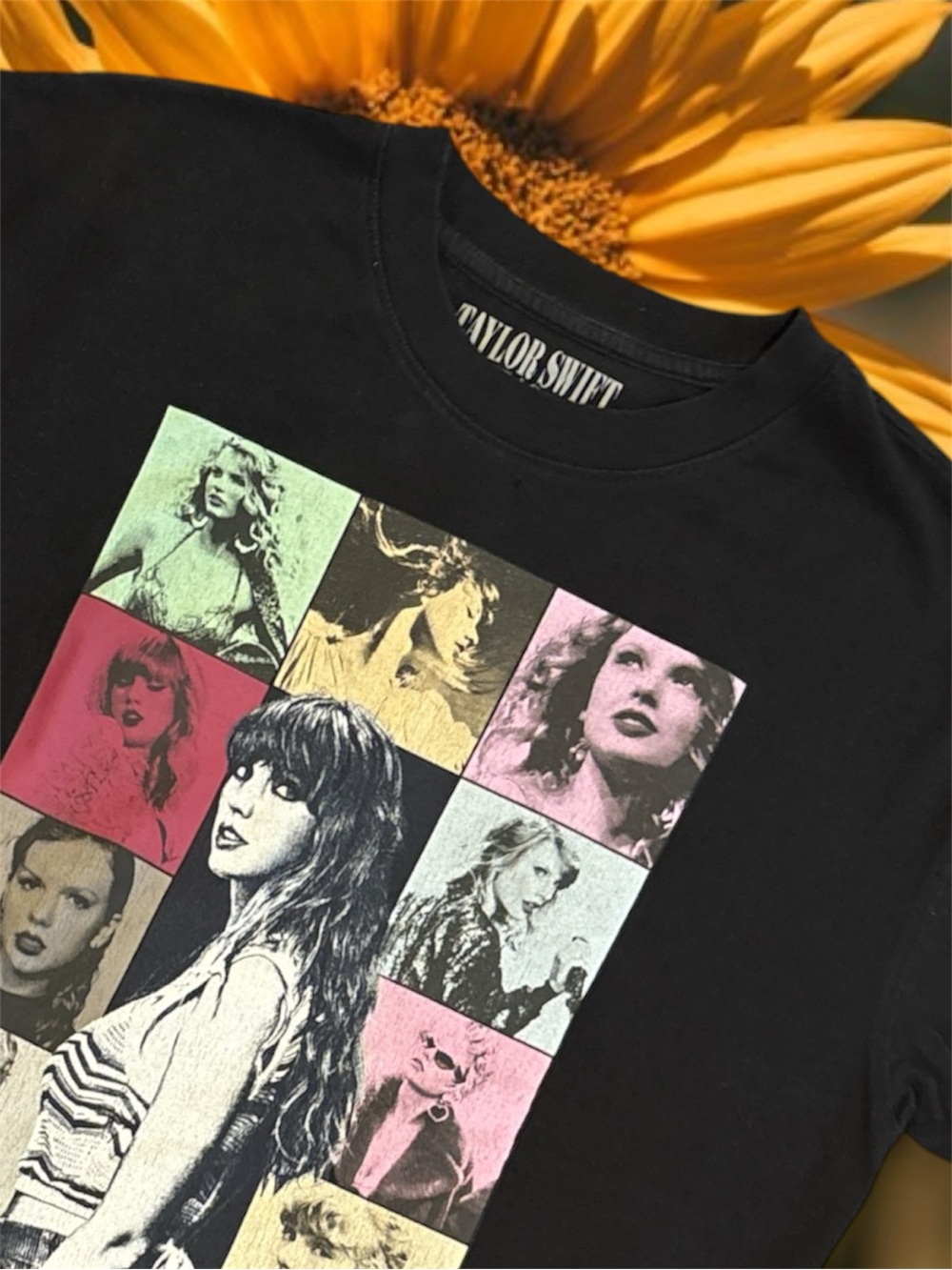 Official Taylor Swift The Eras Tour Black Collage Graphic Tee Size Medium